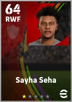 Sayha Seha eFootball 2026 player card — 64 OVR RWF