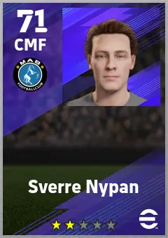 Sverre Nypan eFootball 2026 player card — 71 OVR CMF