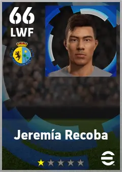 Jeremia Recoba eFootball 2026 player card — 66 OVR LWF