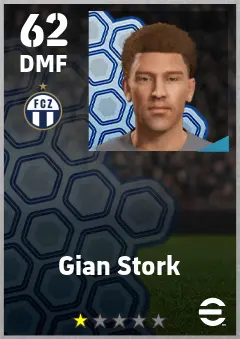 Gian Stork eFootball 2026 player card — 62 OVR DMF
