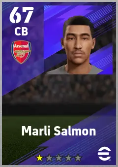 Marli Salmon eFootball 2026 player card — 67 OVR CB