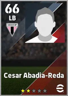 Cesar Abadia-Reda eFootball 2026 player card — 66 OVR LB