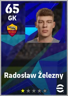 Radoslaw Zelezny eFootball 2026 player card — 65 OVR GK