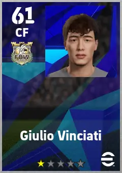 Giulio Vinciati eFootball 2026 player card — 61 OVR CF
