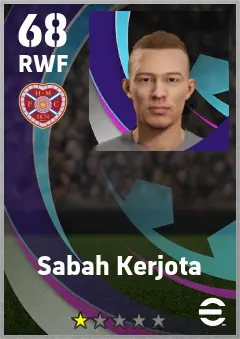 Sabah Kerjota eFootball 2026 player card — 68 OVR RWF
