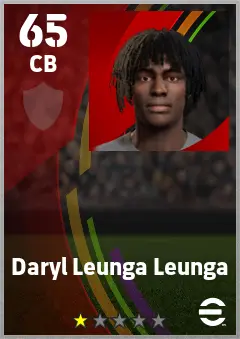 Daryl Leunga Leunga eFootball 2026 player card — 65 OVR CB