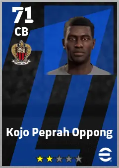 Kojo Peprah Oppong eFootball 2026 player card — 71 OVR CB