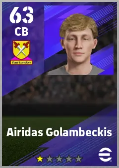 Airidas Golambeckis eFootball 2026 player card — 63 OVR CB