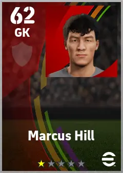 Marcus Hill eFootball 2026 player card — 62 OVR GK