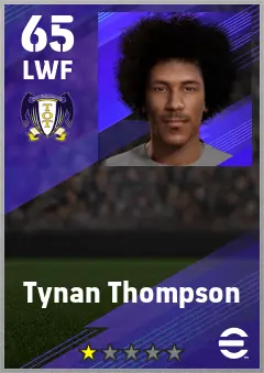 Tynan Thompson eFootball 2026 player card — 65 OVR LWF