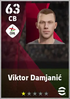 Viktor Damjanic eFootball 2026 player card — 63 OVR CB