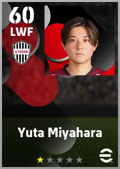 Yuta Miyahara eFootball 2026 player card — 60 OVR LWF