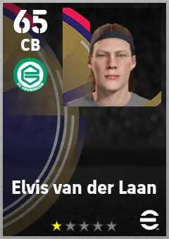 Elvis van der Laan eFootball 2026 player card — 65 OVR CB