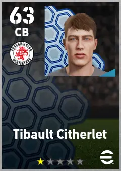 Tibault Citherlet eFootball 2026 player card — 63 OVR CB