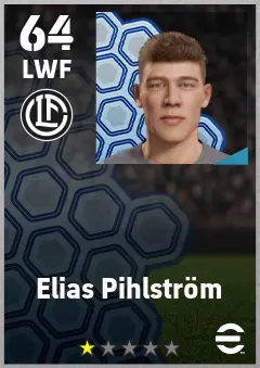 Elias Pihlstrom eFootball 2026 player card — 64 OVR LWF