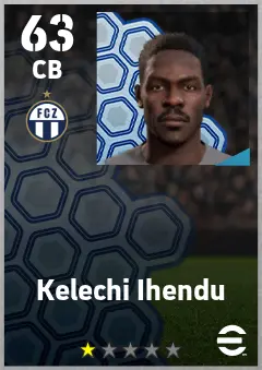 Kelechi Ihendu eFootball 2026 player card — 63 OVR CB