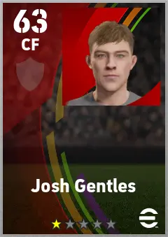 Josh Gentles eFootball 2026 player card — 63 OVR CF
