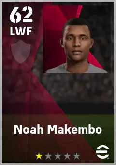 Noah Makembo eFootball 2026 player card — 62 OVR LWF
