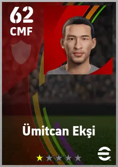 Umitcan Eksi eFootball 2026 player card — 62 OVR CMF
