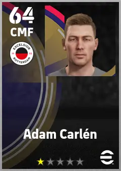 Adam Carlen eFootball 2026 player card — 64 OVR CMF