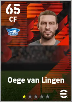 Oege van Lingen eFootball 2026 player card — 65 OVR CF
