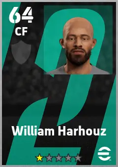 William Harhouz eFootball 2026 player card — 64 OVR CF