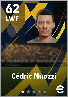 Cedric Nuozzi eFootball 2026 player card — 62 OVR LWF