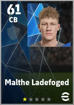 Malthe Ladefoged eFootball 2026 player card — 61 OVR CB