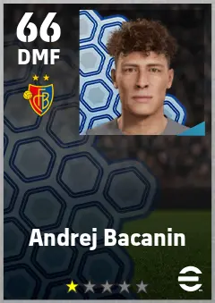 Andrej Bacanin eFootball 2026 player card — 66 OVR DMF