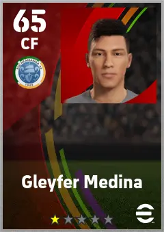 Gleyfer Medina eFootball 2026 player card — 65 OVR CF