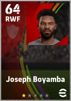 Joseph Boyamba eFootball 2026 player card — 64 OVR RWF