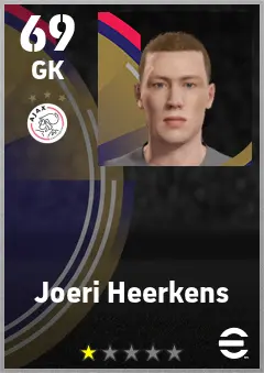 Joeri Heerkens eFootball 2026 player card — 69 OVR GK