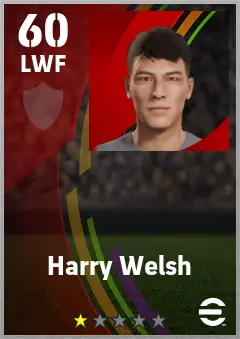 Harry Welsh eFootball 2026 player card — 60 OVR LWF