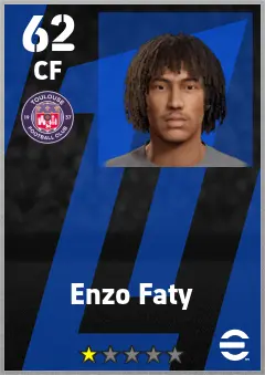 Enzo Faty eFootball 2026 player card — 62 OVR CF