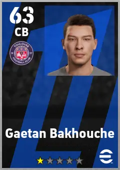 Gaetan Bakhouche eFootball 2026 player card — 63 OVR CB