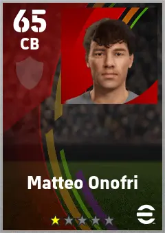 Matteo Onofri eFootball 2026 player card — 65 OVR CB