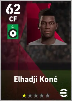 Elhadji Kone eFootball 2026 player card — 62 OVR CF
