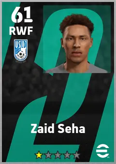 Zaid Seha eFootball 2026 player card — 61 OVR RWF