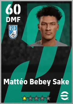 Matteo Bebey Sake eFootball 2026 player card — 60 OVR DMF