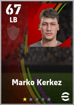 Marko Kerkez eFootball 2026 player card — 67 OVR LB