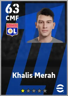 Khalis Merah eFootball 2026 player card — 63 OVR CMF