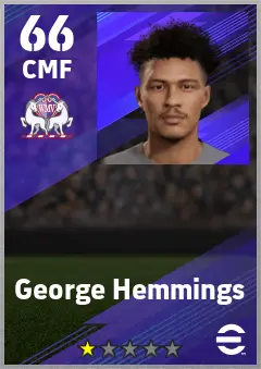 George Hemmings eFootball 2026 player card — 66 OVR CMF