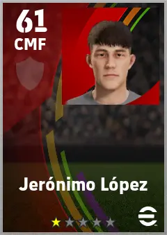 Jeronimo Lopez eFootball 2026 player card — 61 OVR CMF
