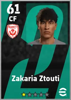 Zakaria Ztouti eFootball 2026 player card — 61 OVR CF