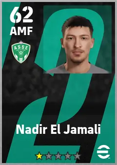 Nadir El Jamali eFootball 2026 player card — 62 OVR AMF