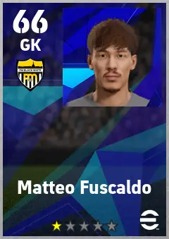 Matteo Fuscaldo eFootball 2026 player card — 66 OVR GK