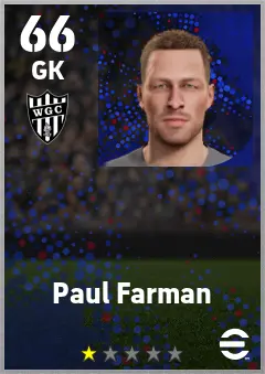 Paul Farman eFootball 2026 player card — 66 OVR GK