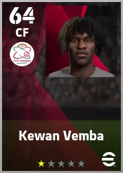 Kewan Vemba eFootball 2026 player card — 64 OVR CF