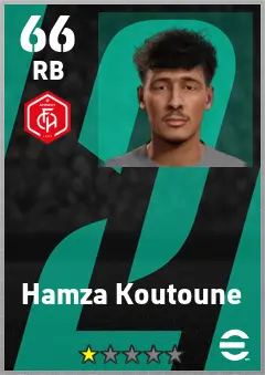 Hamza Koutoune eFootball 2026 player card — 66 OVR RB