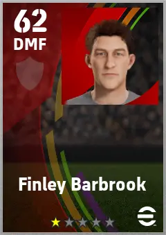 Finley Barbrook eFootball 2026 player card — 62 OVR DMF
